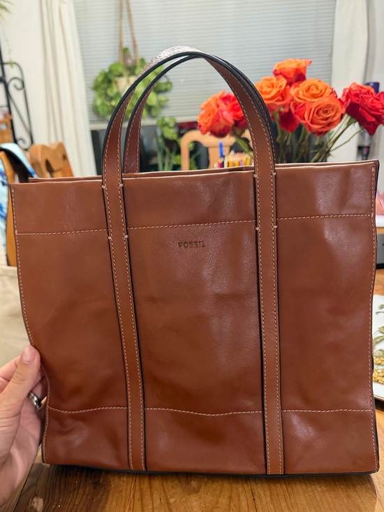 Fossil Handbags - Fossil Brown Leather Tote Bag